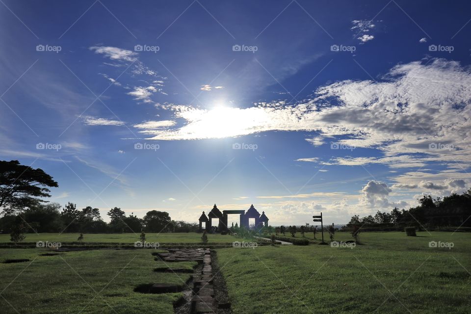 Afternoon, approaching sunset, in ratu boko archaelogical site, near Jogjakarta, Indonesia