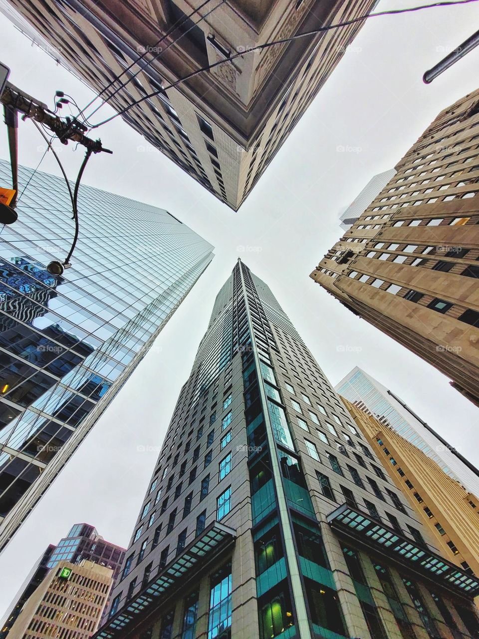 Urban city view. Toronto,  Canada. Old, modern architecture. Landmark close up. Details of house. Street, cars