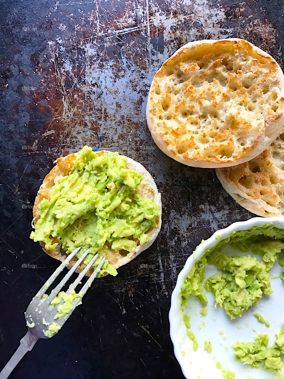 English muffin avocado toast