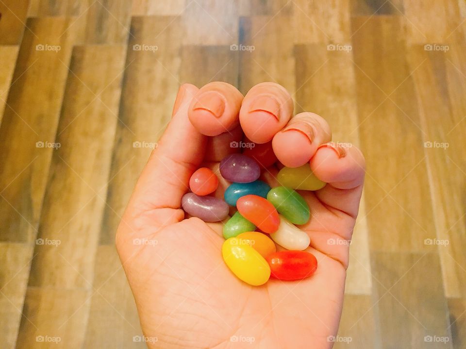 colorful candy bullet in my hand