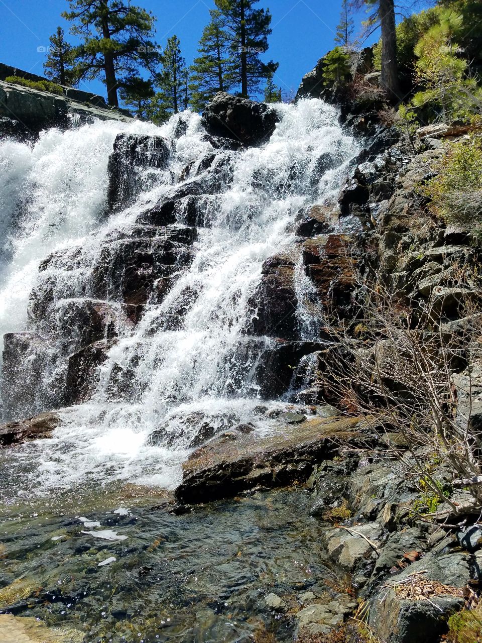 springtime waterfall in the Sierras