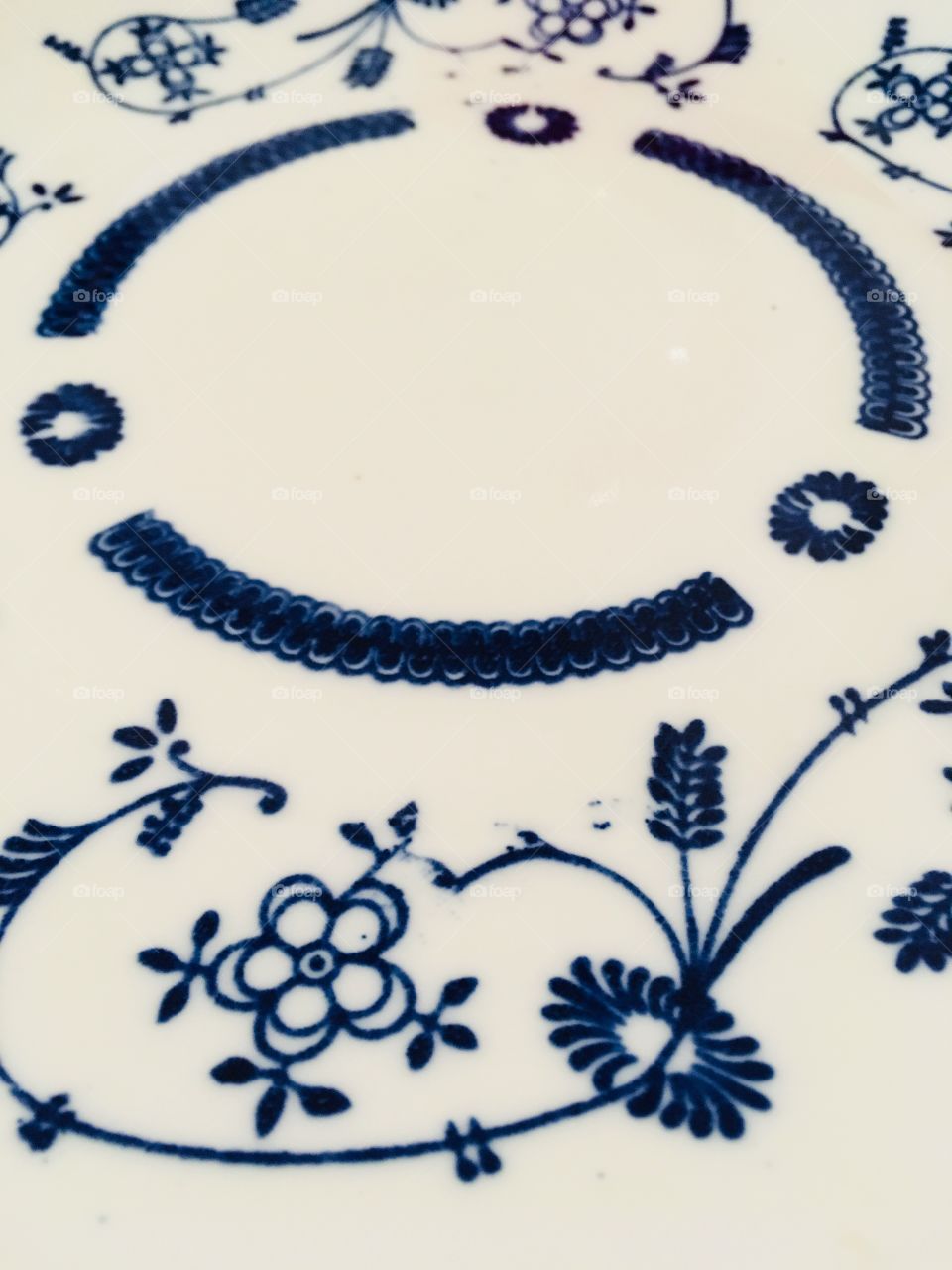 Close-up of old ceramic plate decoration