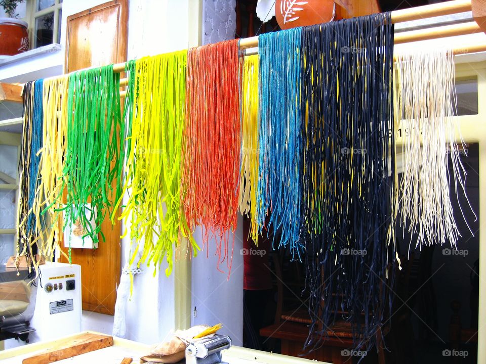 handmande pasta. I took  this photo in greek islands. They are colorful hanmade pasta.