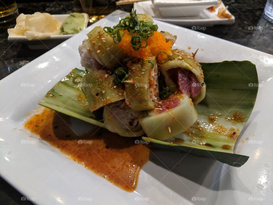 Vegetable medley sushi plate