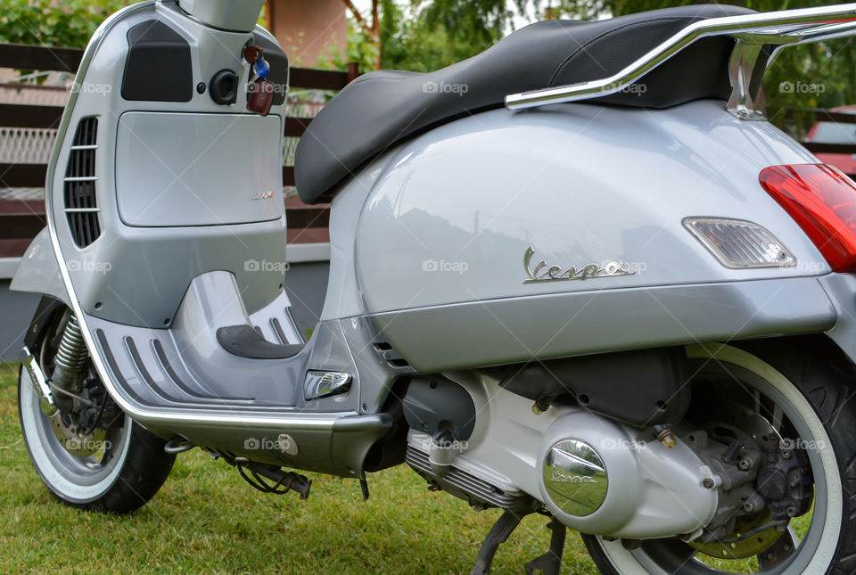 grey vespa motorcycle, italian style