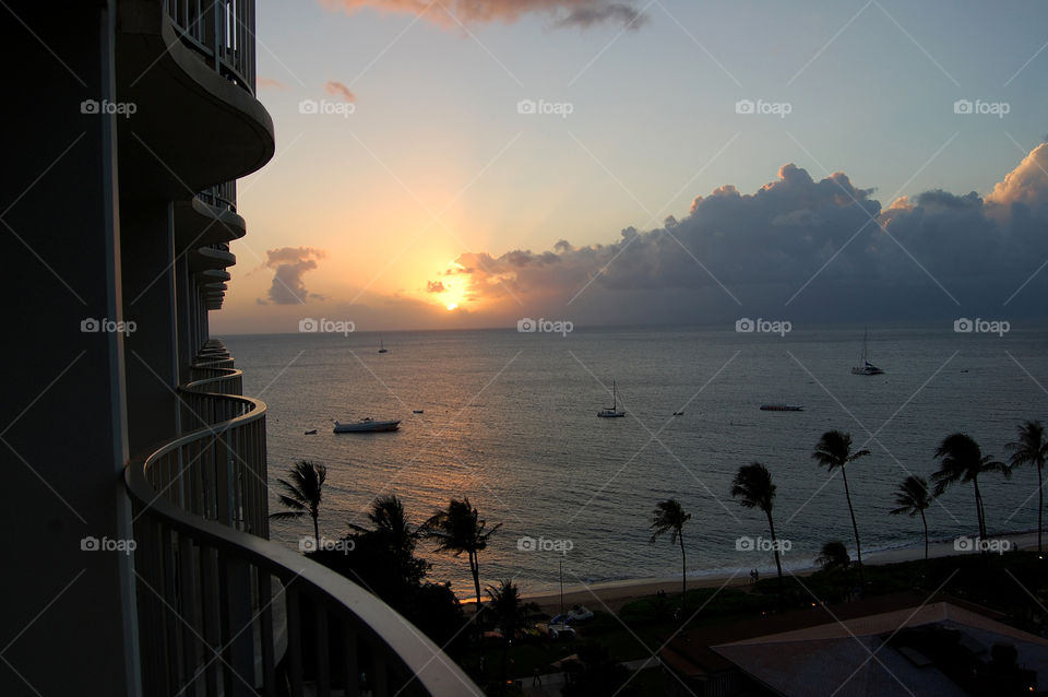 Sunset on Ka'anapali Beach, Maui. 