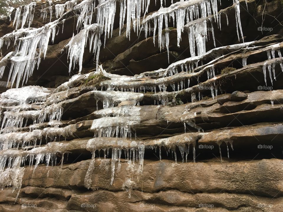 Icicles on Rock