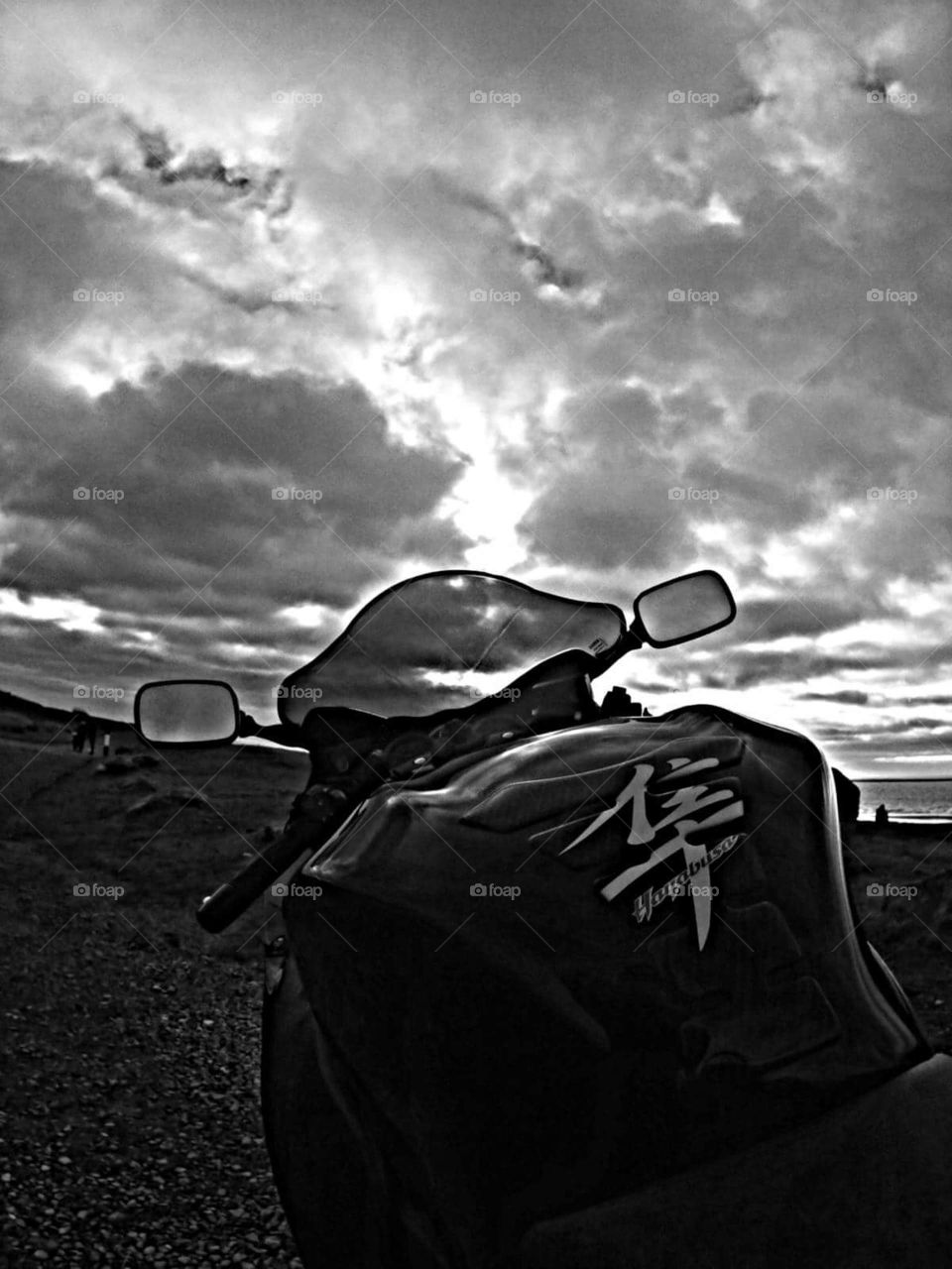 motorcycle in storm