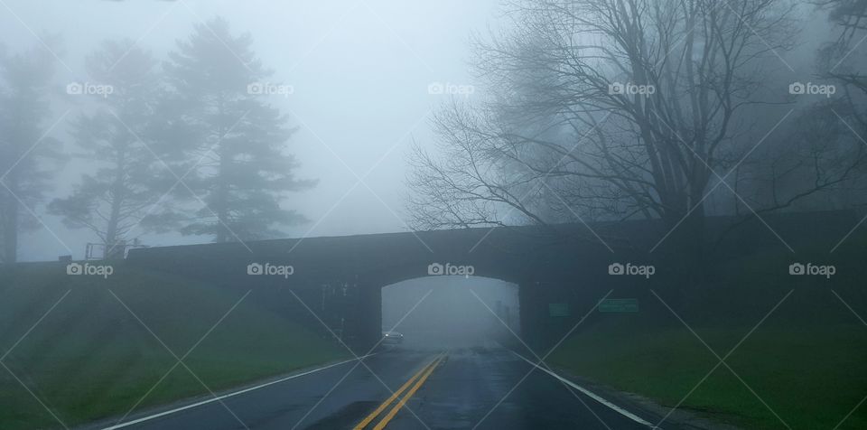 Rock Bridge, Blue Ridge Parkway in Fog