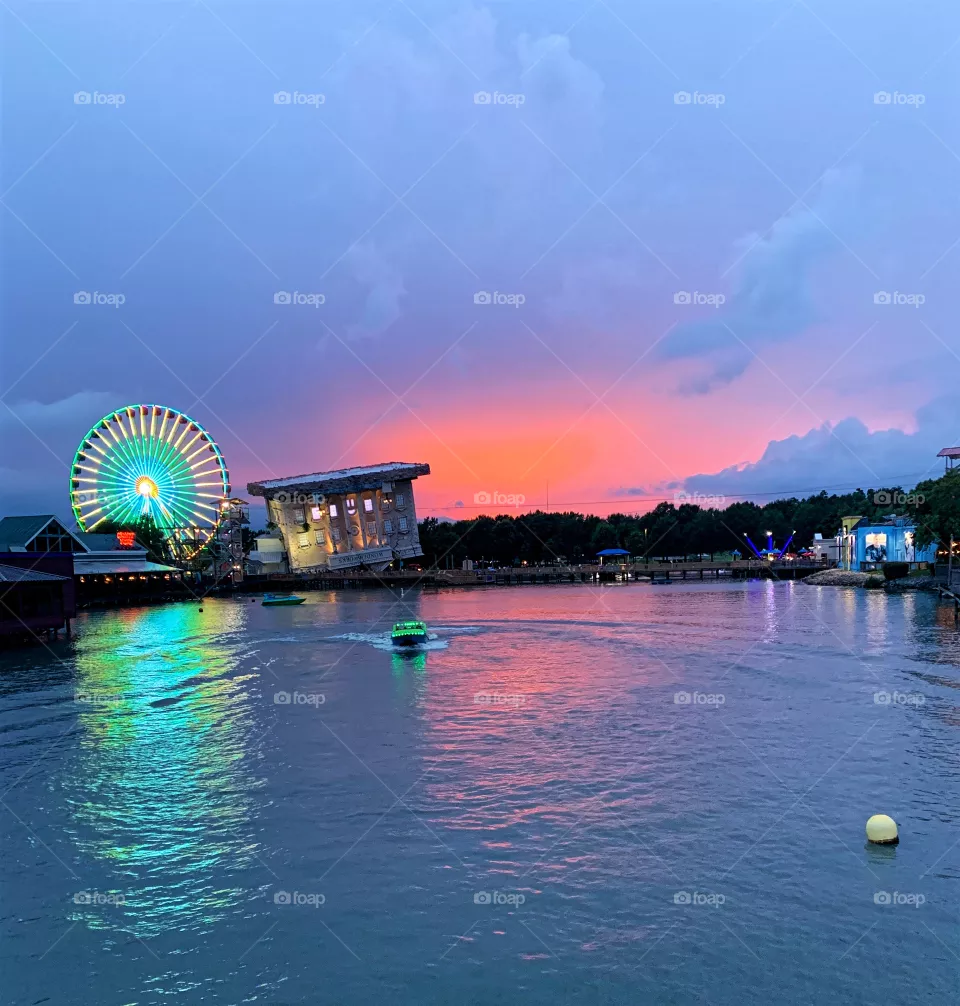 Sunset above water