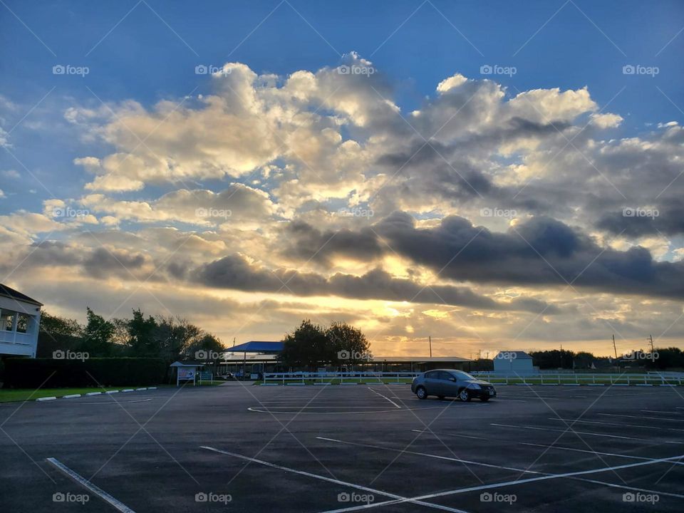 sunset empty parking lot