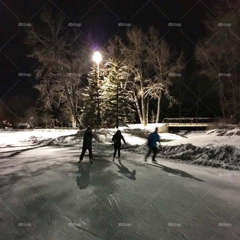 Family skate. It is our tradition to go for a family skate every Christmas season. This year we went to Bowness Park in Calgary, AB. 