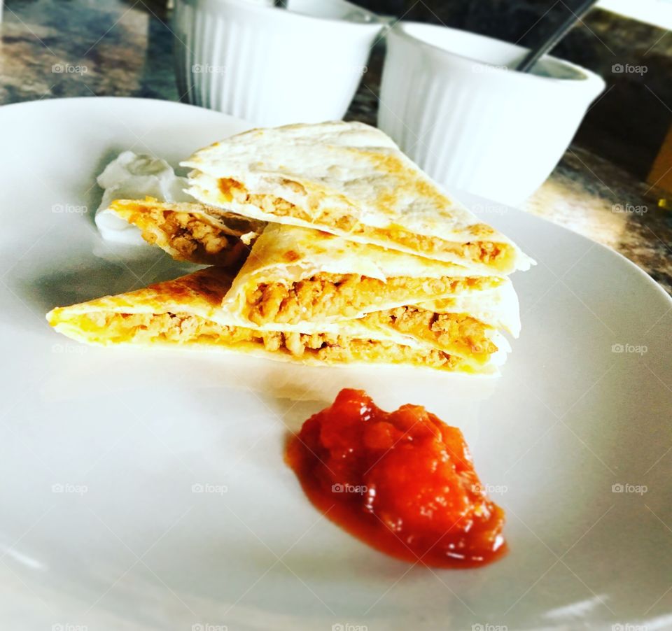 Quesadilla and salsa