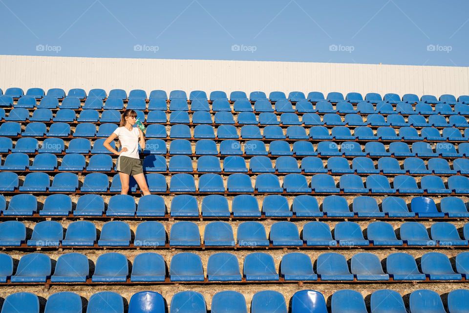 woman at stadium