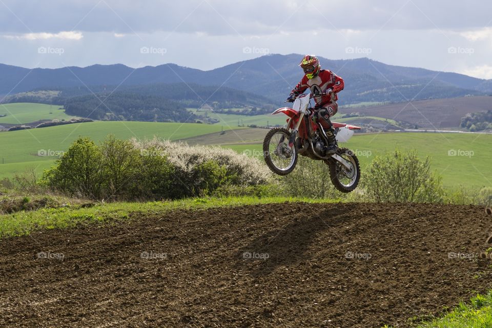 Motorcyclist in the air