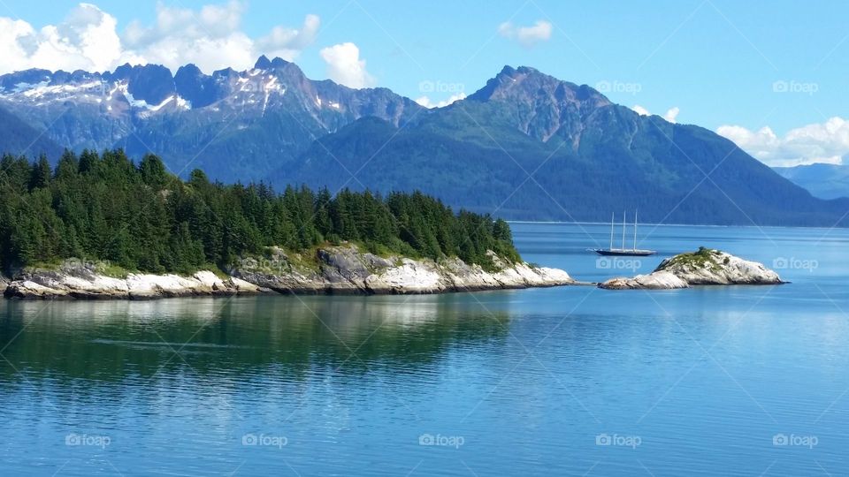 Scenic view of mountain and lake