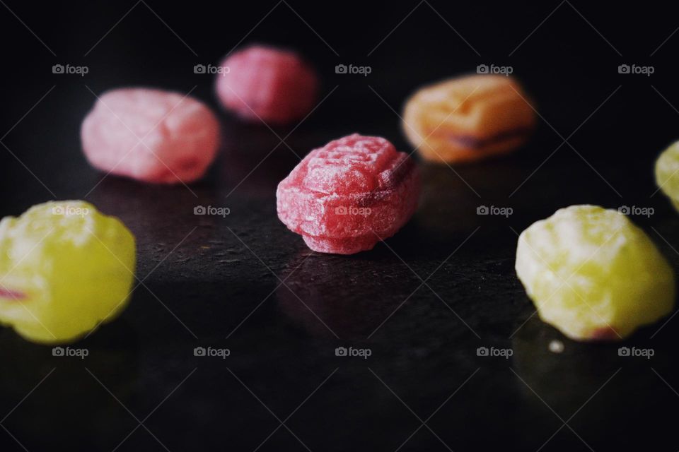 Candies on working desk