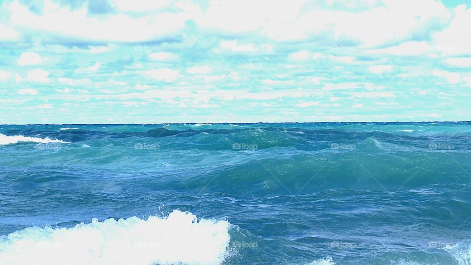 High winds and waves on clear day