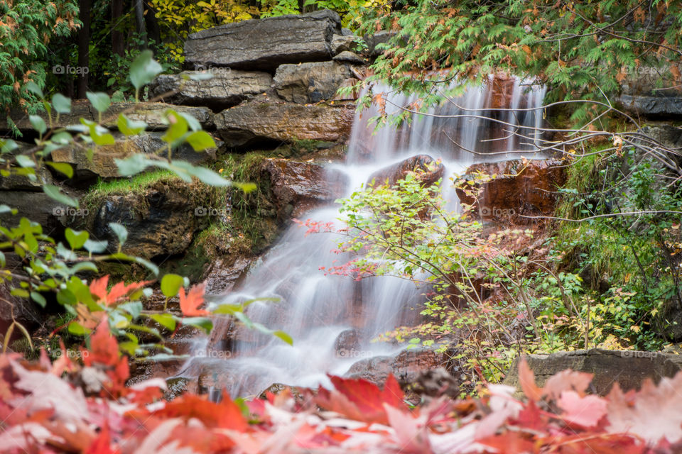 Small waterfall in the fall