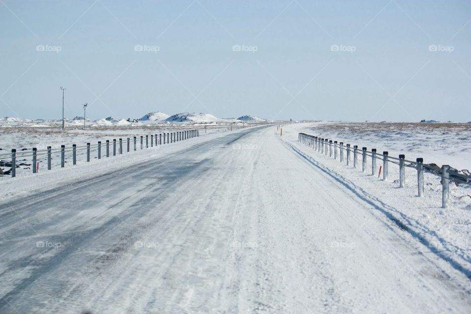 Snowy road in Iceland