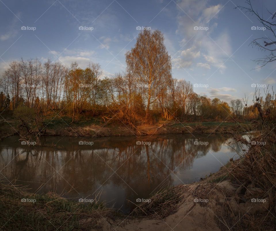 Spring landscape with river