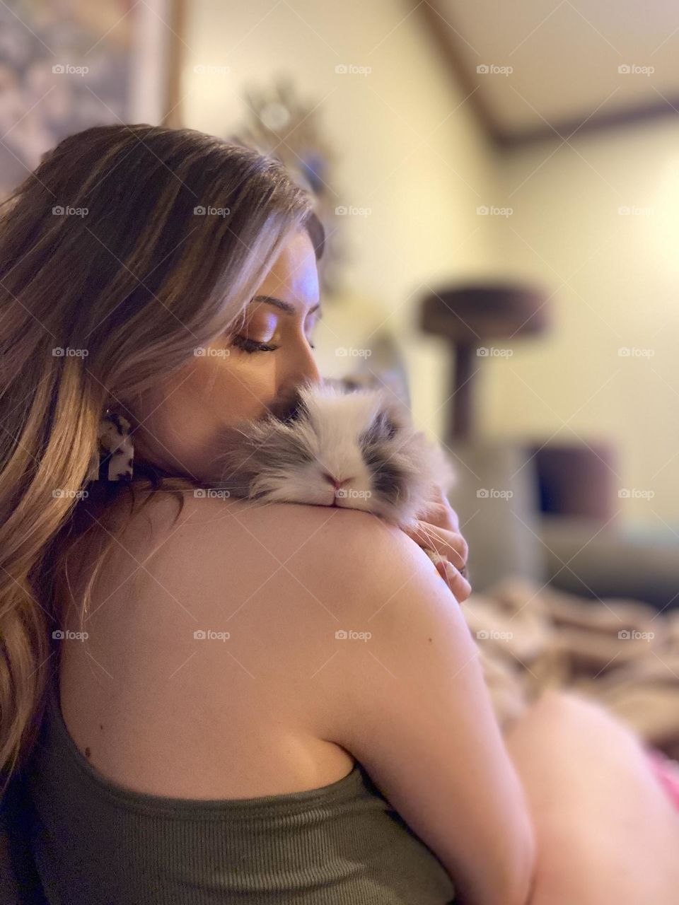 Sweet late night cuddles with my handsome lion head rabbit, Frank! 