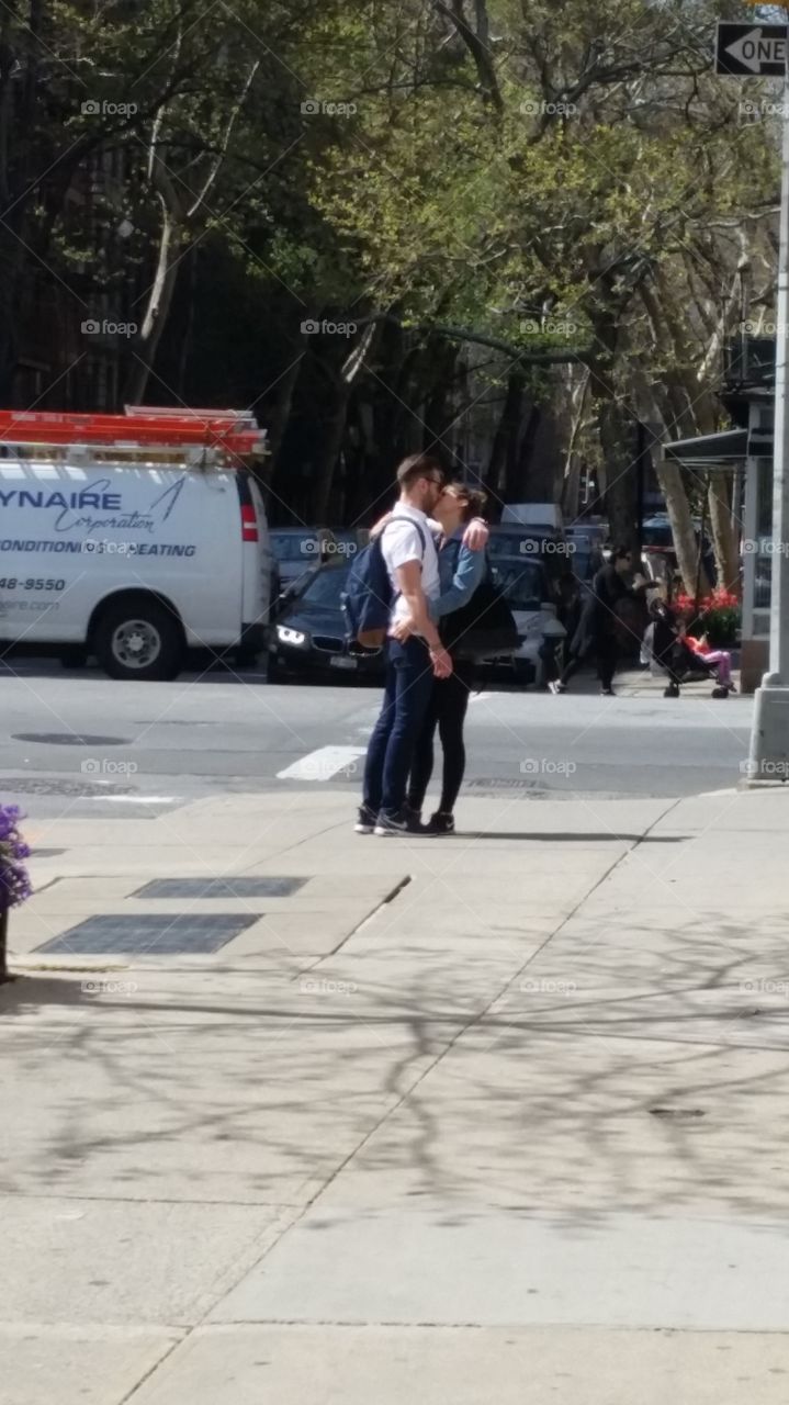 kissing in the street