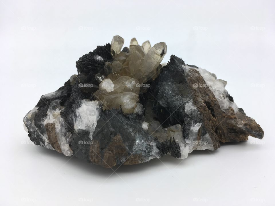 quartz and hematite on white