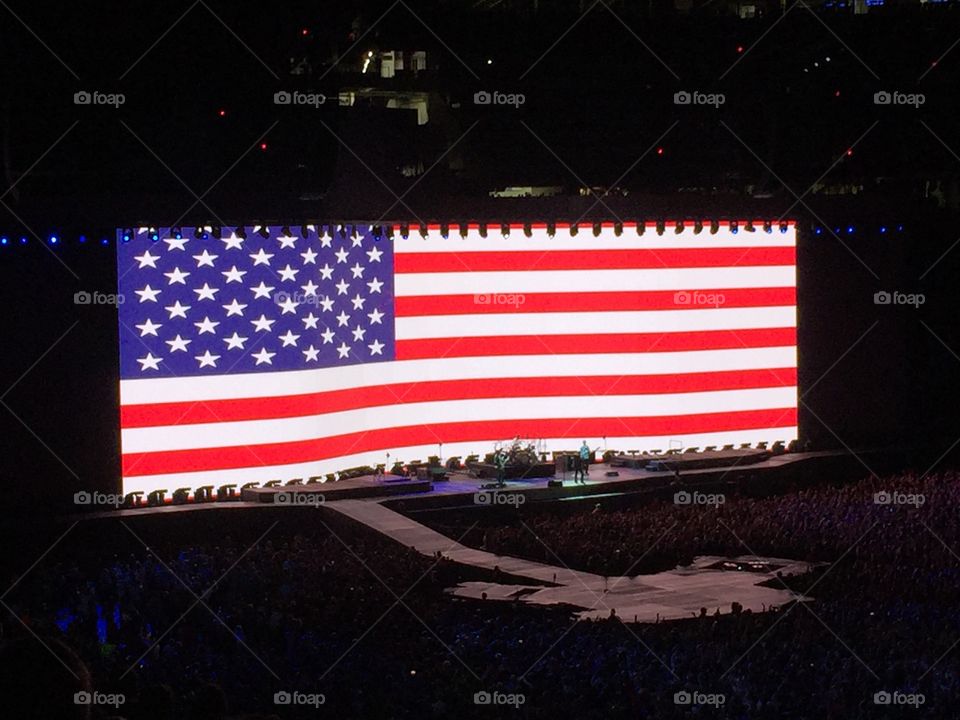 The American flag is a highlight on U2’s Joshua Tree tour.