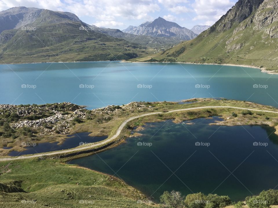 In the Alps, Lac du Mont-Cenis between France and Italy