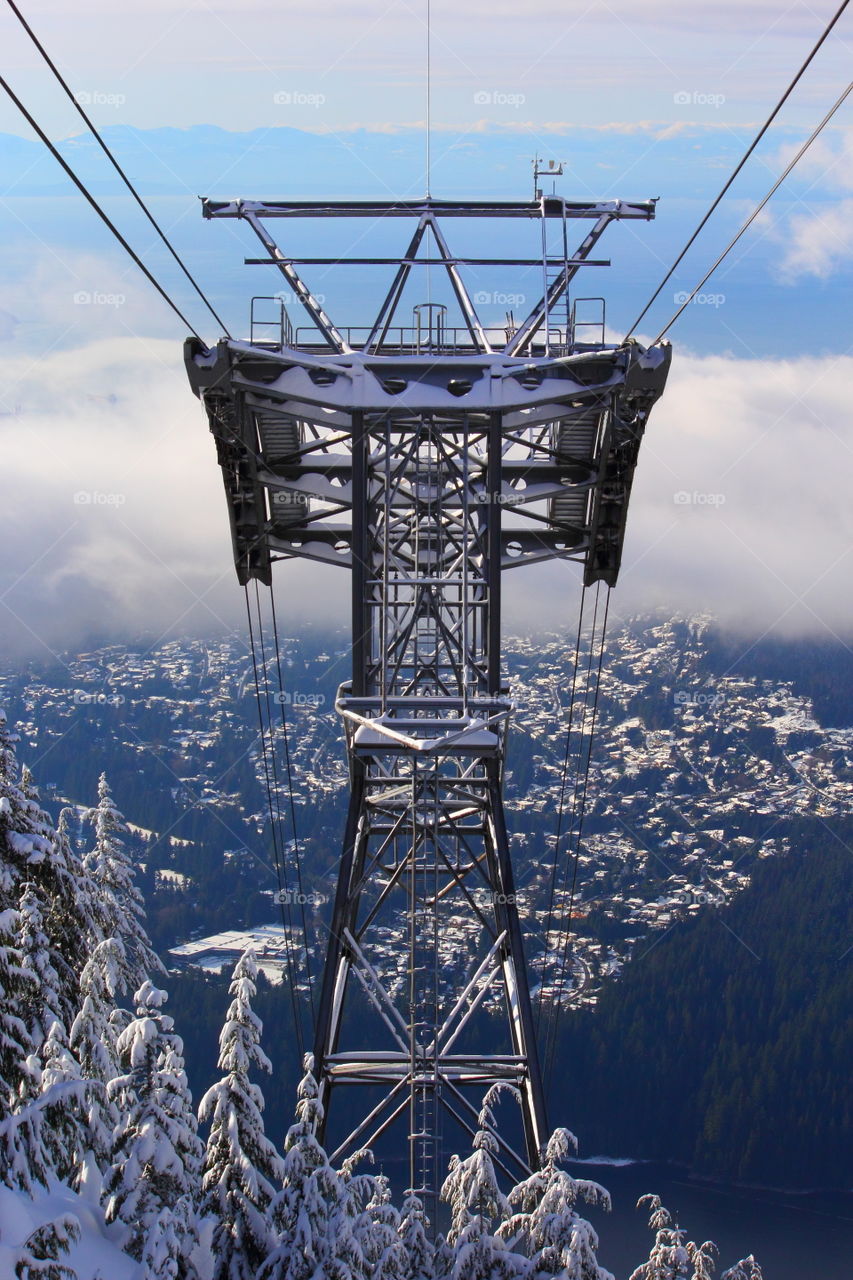 View of cable car tower