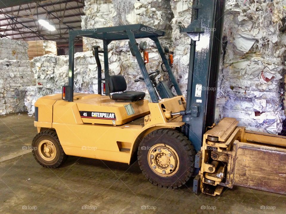 Paper mill forklift getting ready for checking 