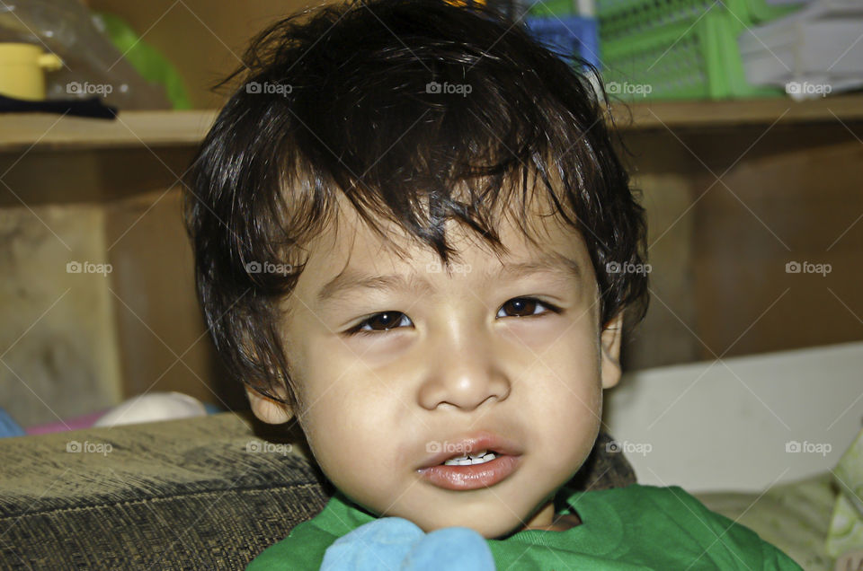 Portrait of Asian boys are smiling happily.