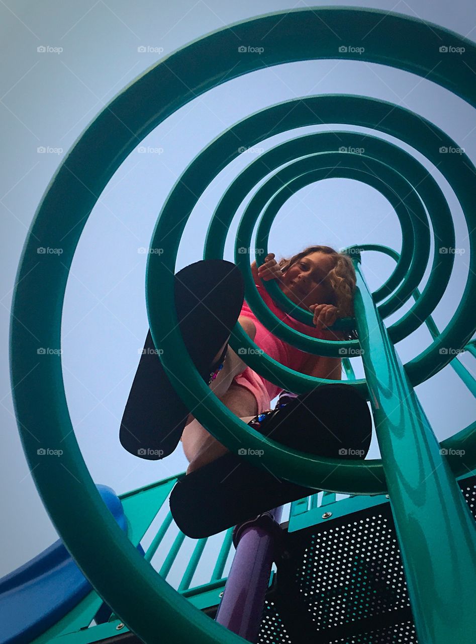 Low angle view of a girl playing