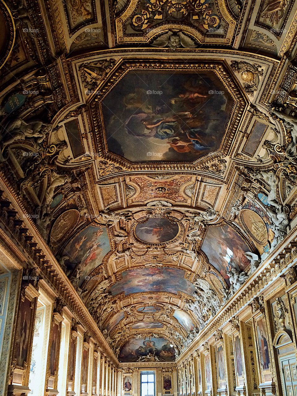 Gilded ceiling at the louvre in Paris,France