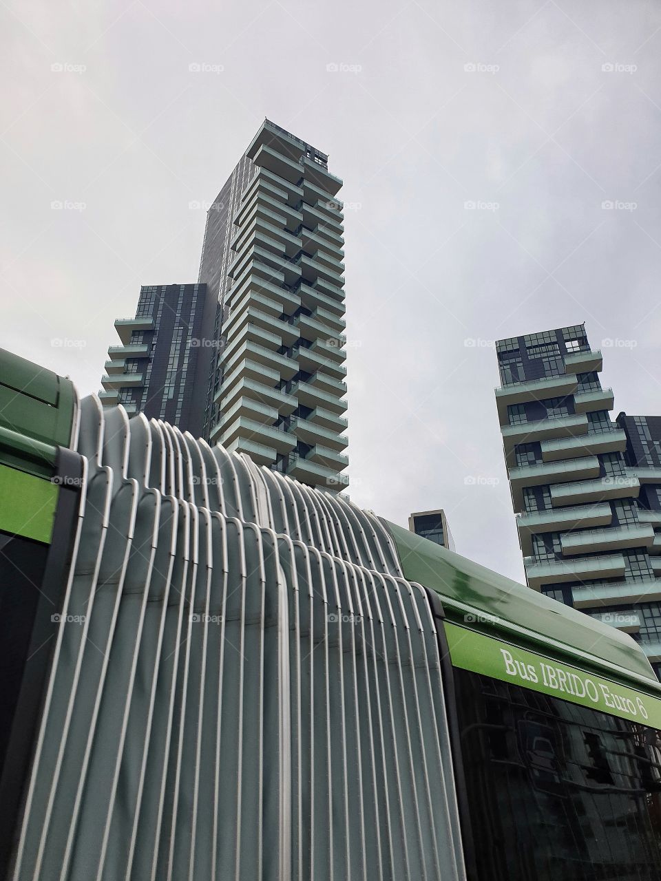 Skyscrapers on a background of gray sky