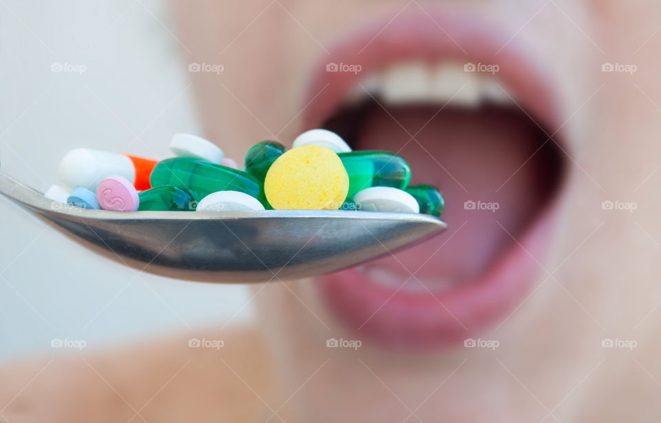 Woman taking medicines