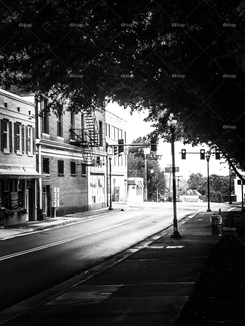 Small town roads in black and white