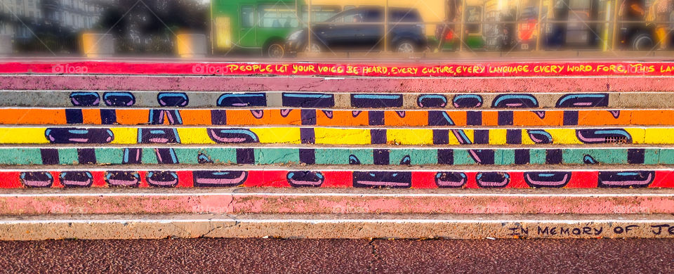 Hastings - a town name painted on steps