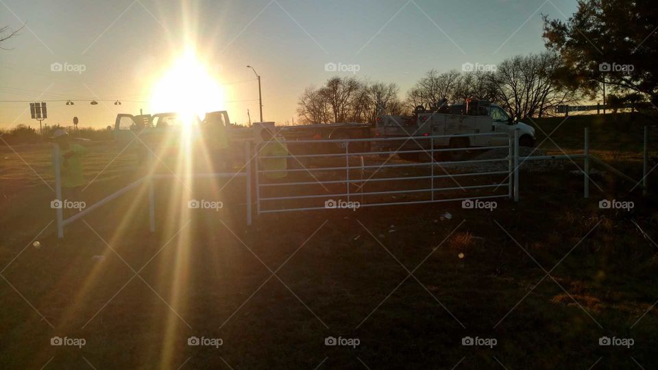 Sun Setting on Fence Job Site