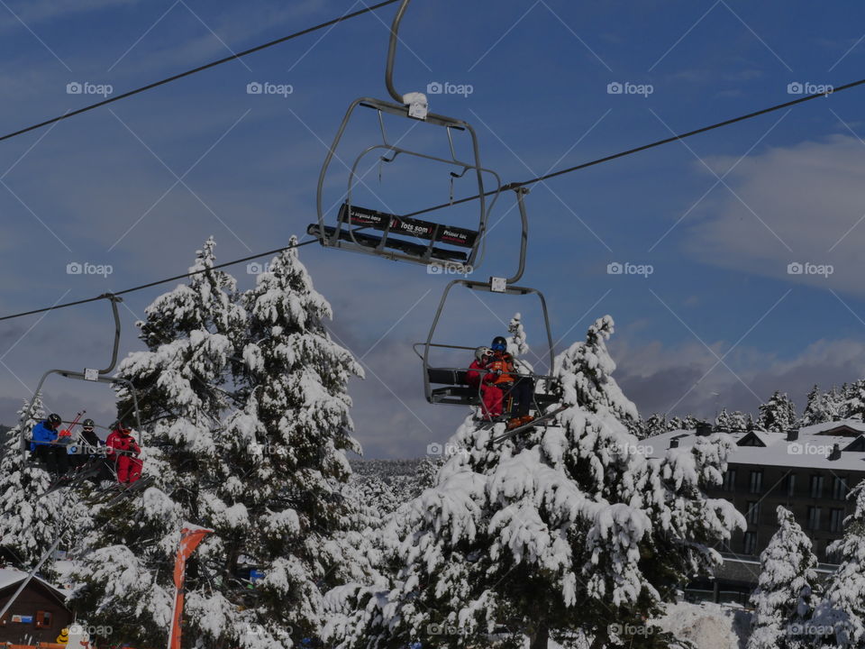 skiing in the snow