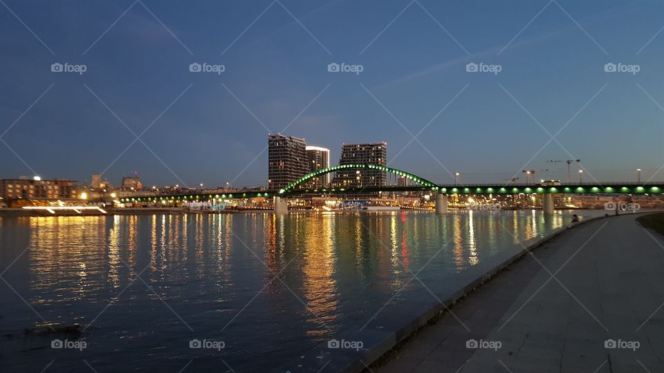 Belgrade night, river Sava