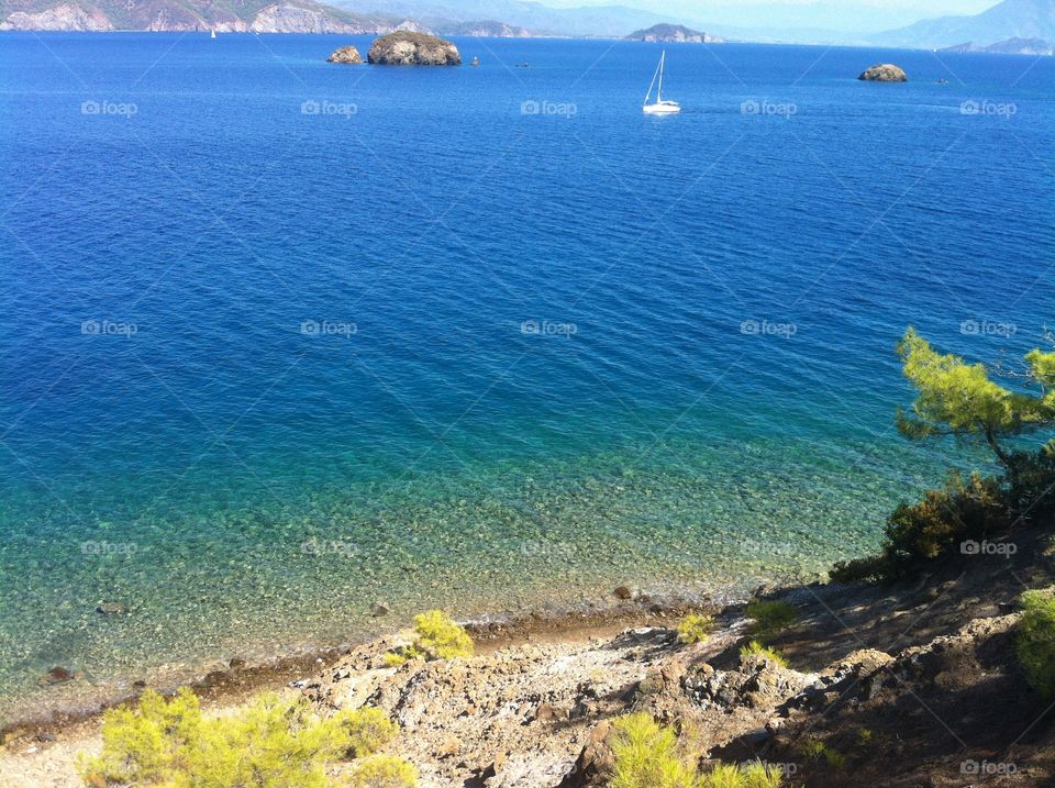 Turkish Beach. Taken from a cliff on an island off feythie 
