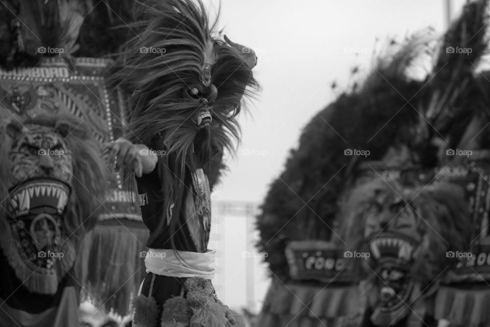 Reog Ponorogo dance at one the events held jn Banjarbaru, South Kalimantan, Indonesia. Reog dance from east java is only one of many cultures from Indonesia.