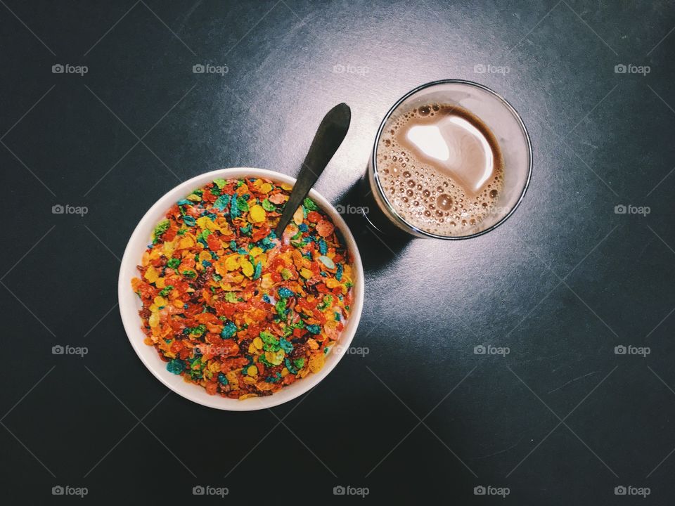 High angle view of breakfast