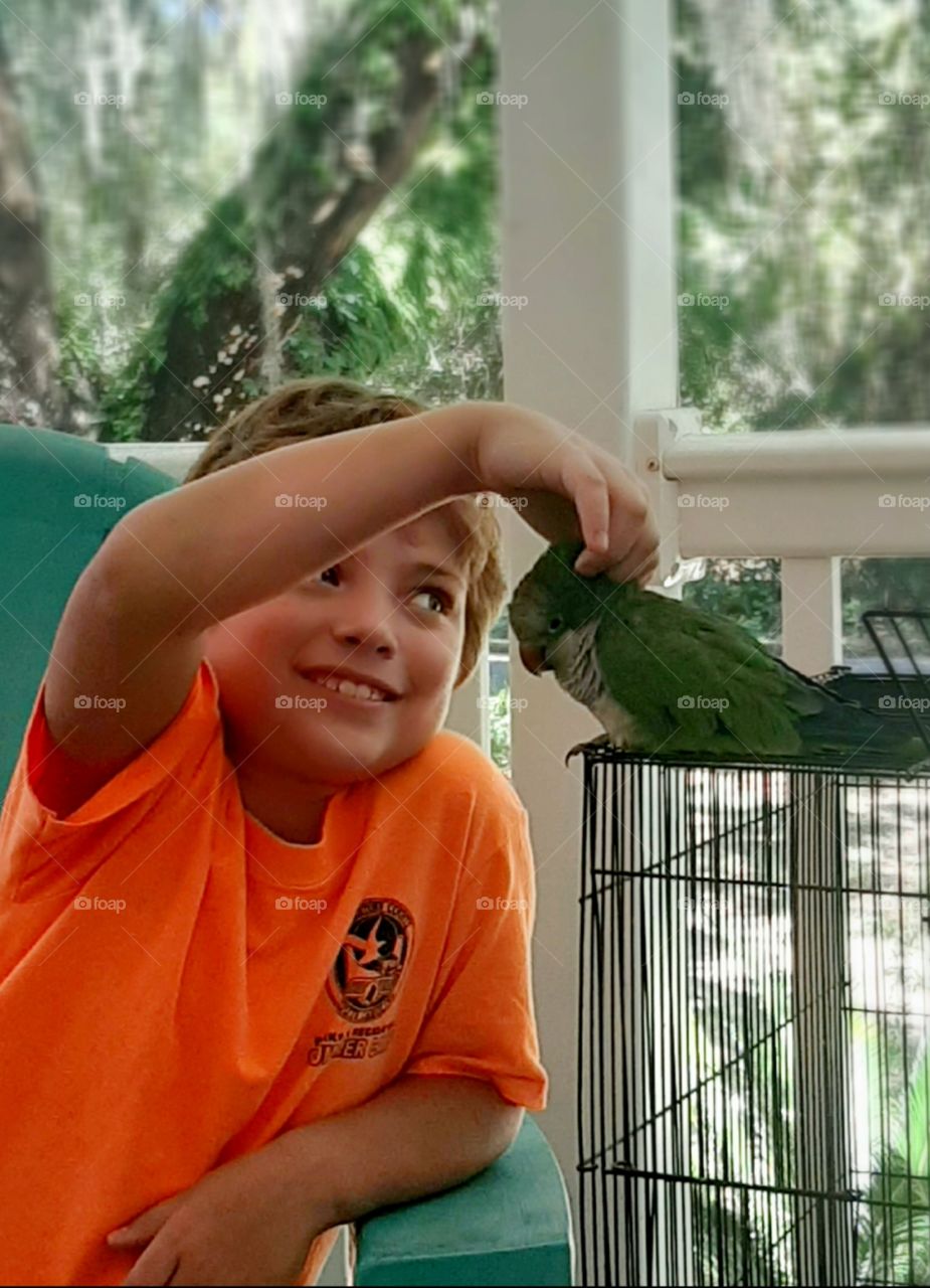 somebody is happy today! Kasey finally let him pet his head and neck