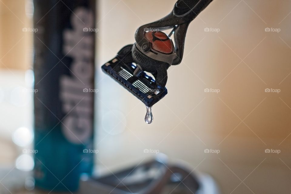 A razor drips during shaving