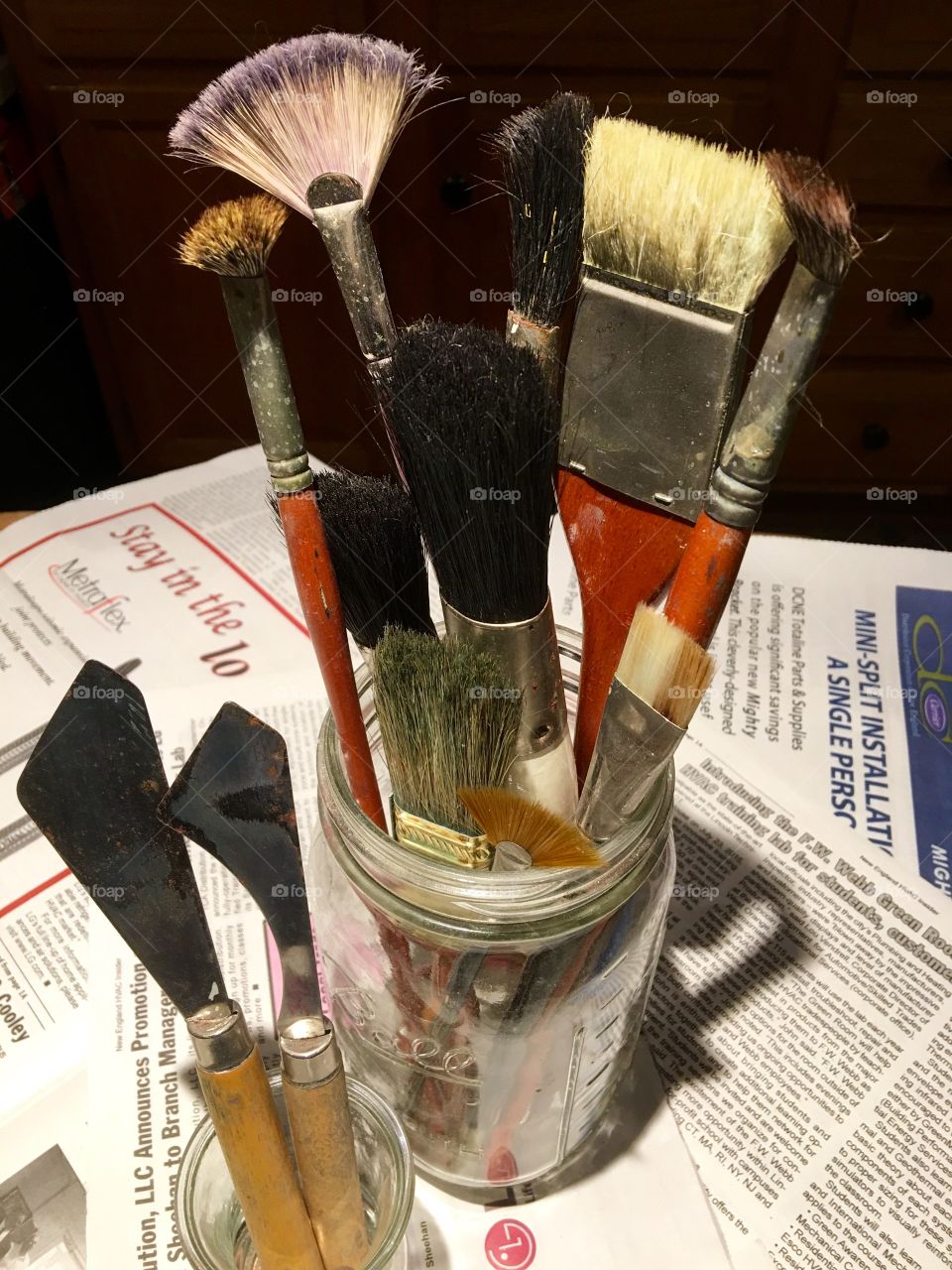 Oil Painting Brushes Well Used

I'm going through my old oil painting brushes to see how well they've held up after being stored away.