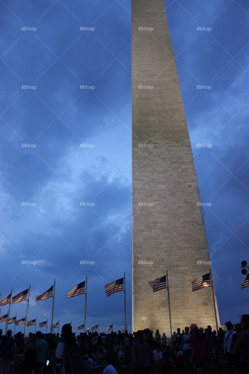 American flags at the Washington Monument in DC