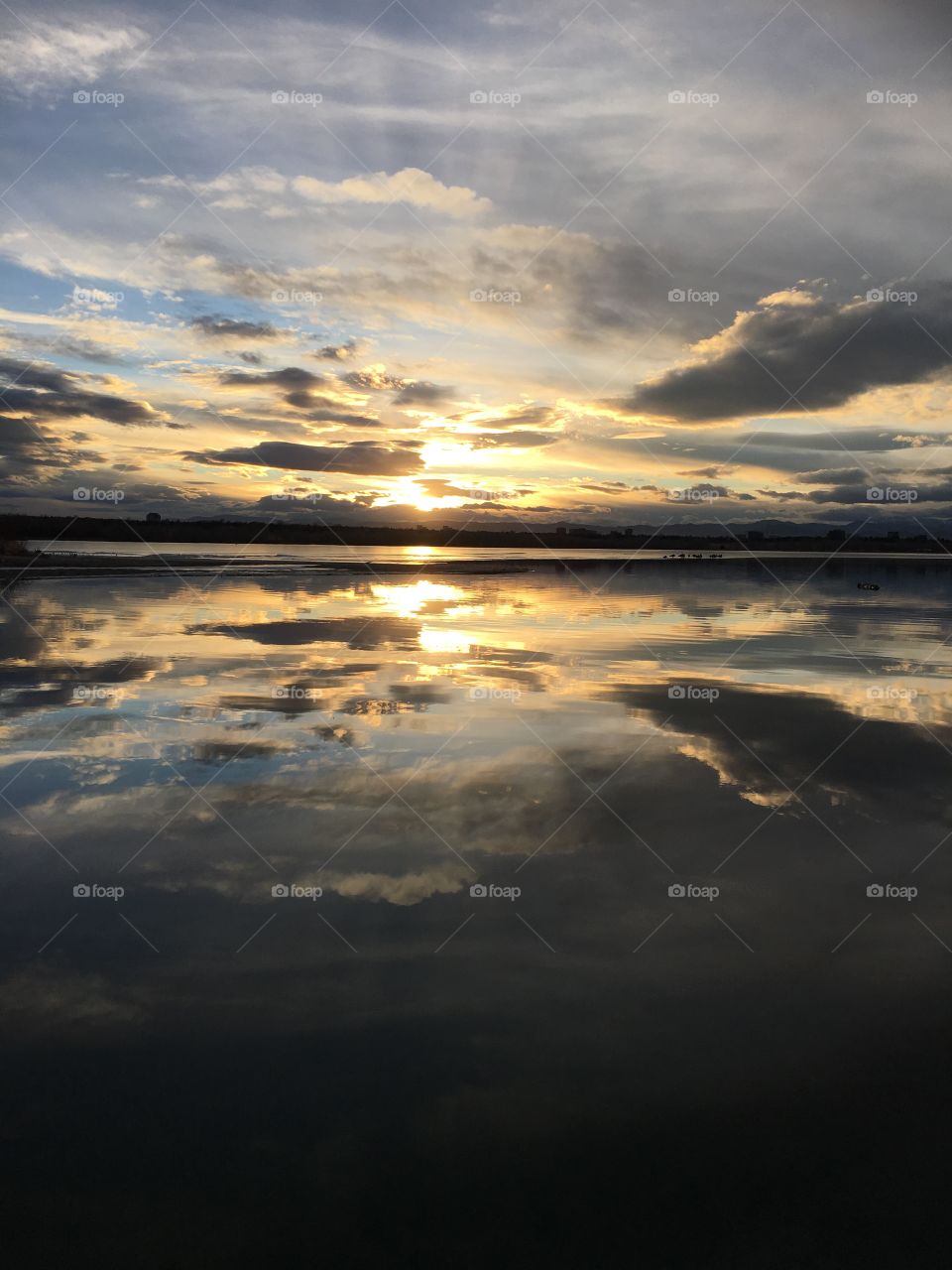 Winter reflections at sunset 